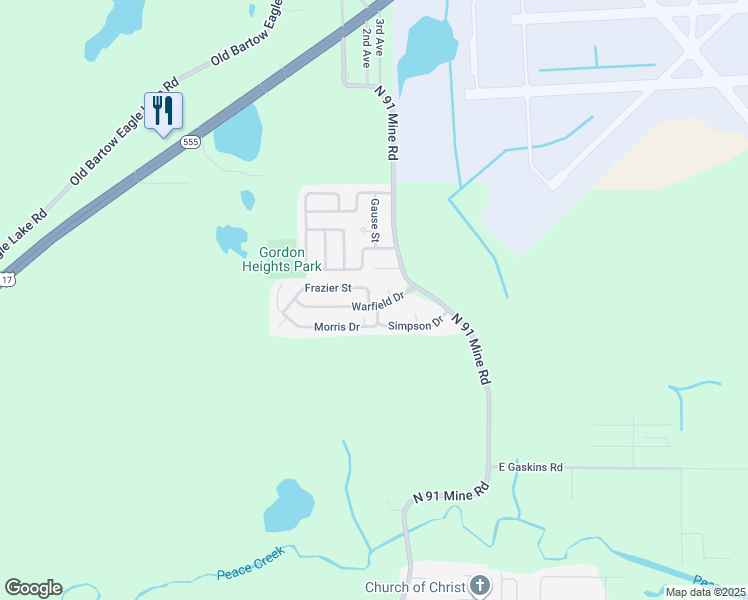 map of restaurants, bars, coffee shops, grocery stores, and more near 2790 Frazier Street in Bartow