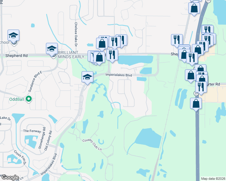 map of restaurants, bars, coffee shops, grocery stores, and more near 6003 Topher Trail in Mulberry