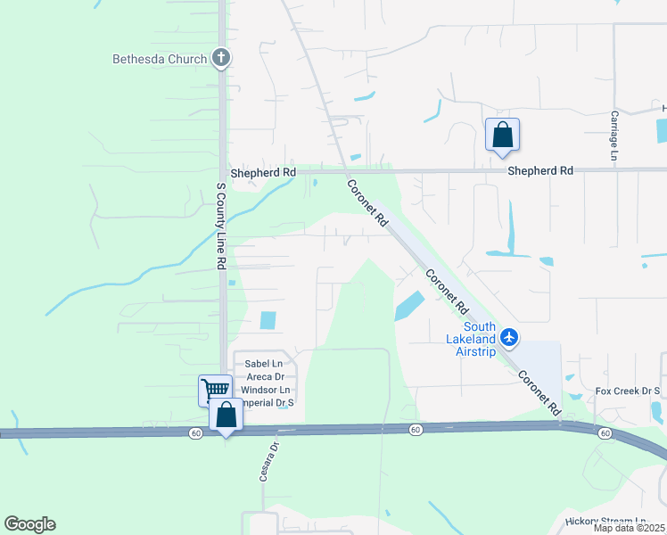 map of restaurants, bars, coffee shops, grocery stores, and more near 599 Paraiso Drive in Mulberry