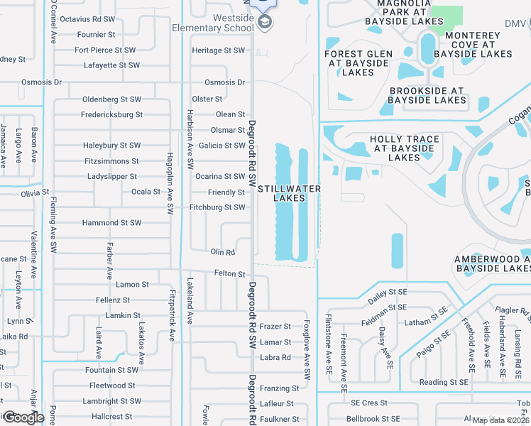 map of restaurants, bars, coffee shops, grocery stores, and more near 2505 Stillwater Lakes Drive in Palm Bay