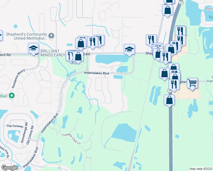 map of restaurants, bars, coffee shops, grocery stores, and more near 433 Oaklanding Boulevard in Mulberry