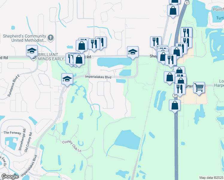 map of restaurants, bars, coffee shops, grocery stores, and more near 432 Oaklanding Boulevard in Mulberry