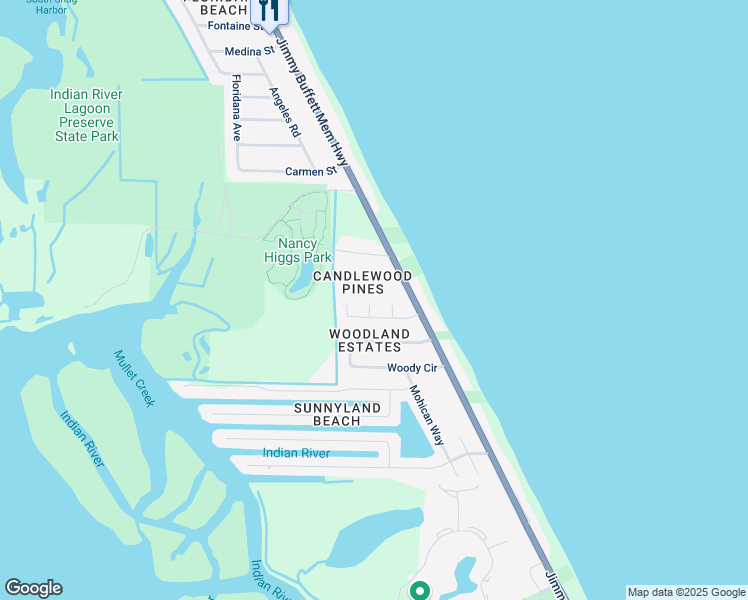 map of restaurants, bars, coffee shops, grocery stores, and more near 232 Leslie Court in Melbourne Beach