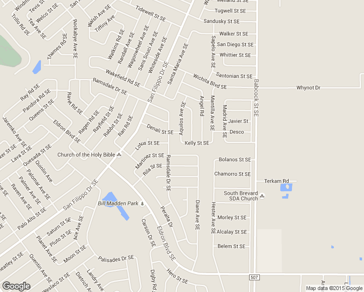 map of restaurants, bars, coffee shops, grocery stores, and more near 1501 Kelly Street Southeast in Palm Bay