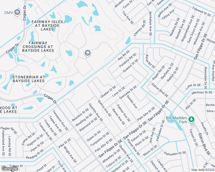 map of restaurants, bars, coffee shops, grocery stores, and more near 2491 Anchor Road Southeast in Palm Bay