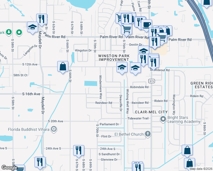 map of restaurants, bars, coffee shops, grocery stores, and more near 7102 Robindale Road in Tampa
