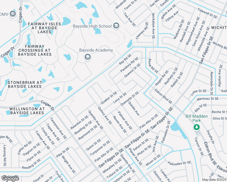 map of restaurants, bars, coffee shops, grocery stores, and more near 2491 Anchor Road Southeast in Palm Bay