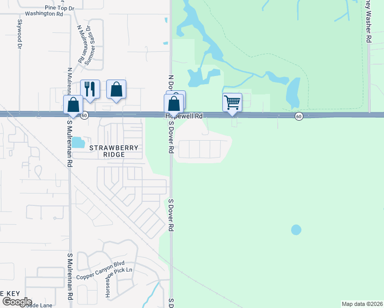 map of restaurants, bars, coffee shops, grocery stores, and more near 214 English Channel Place in Dover