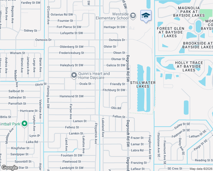 map of restaurants, bars, coffee shops, grocery stores, and more near 350 Fitchburg Street Southwest in Palm Bay