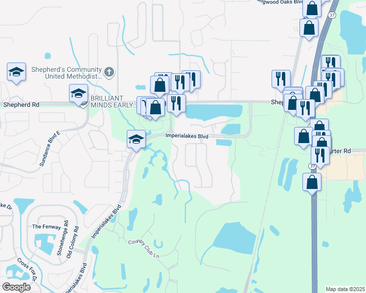 map of restaurants, bars, coffee shops, grocery stores, and more near 6003 Topher Trail in Mulberry
