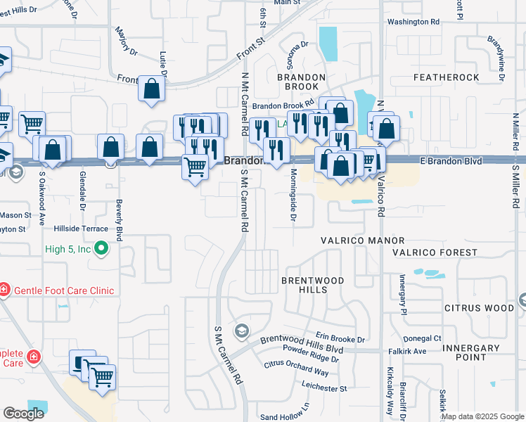 map of restaurants, bars, coffee shops, grocery stores, and more near 226 Third Street in Valrico
