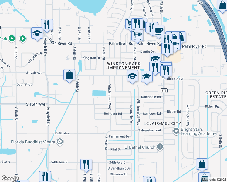 map of restaurants, bars, coffee shops, grocery stores, and more near 7102 Robindale Road in Tampa