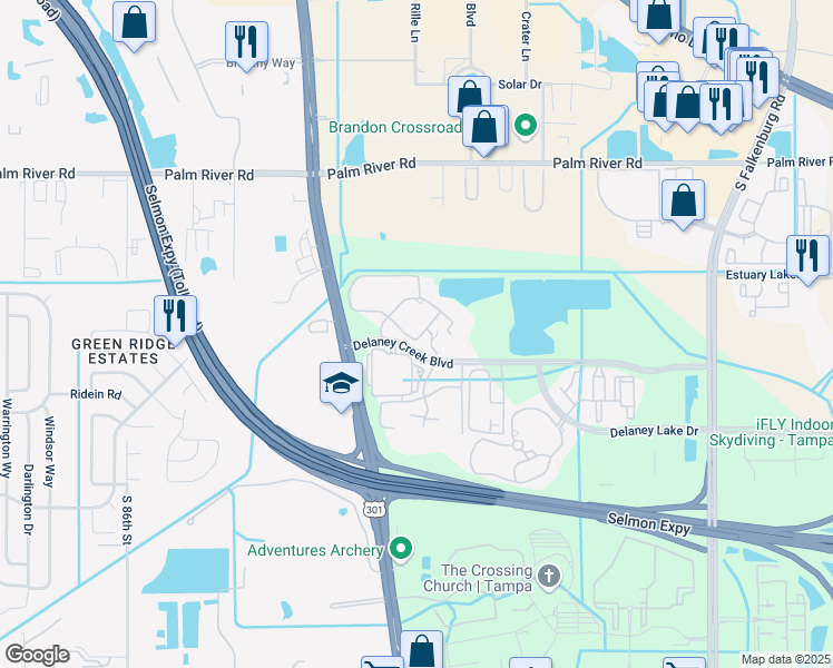 map of restaurants, bars, coffee shops, grocery stores, and more near 1306 High Hammock Drive in Tampa