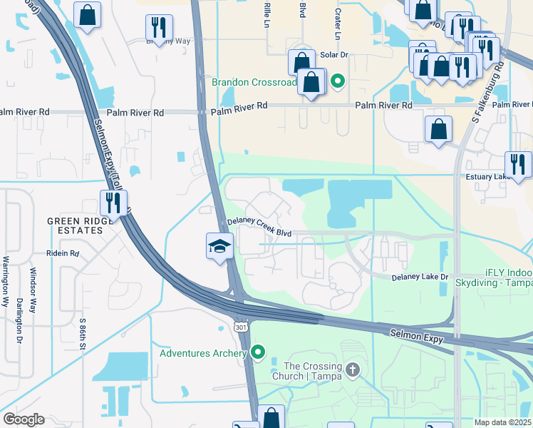 map of restaurants, bars, coffee shops, grocery stores, and more near 1306 High Hammock Drive in Tampa