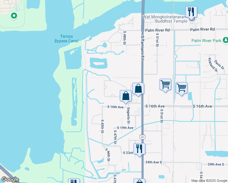map of restaurants, bars, coffee shops, grocery stores, and more near 4809 Bristol Bay Way in Tampa