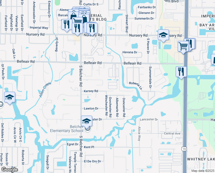 map of restaurants, bars, coffee shops, grocery stores, and more near 610 6th Street in Clearwater