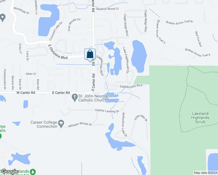 map of restaurants, bars, coffee shops, grocery stores, and more near 1104 Clearpointe Way in Lakeland