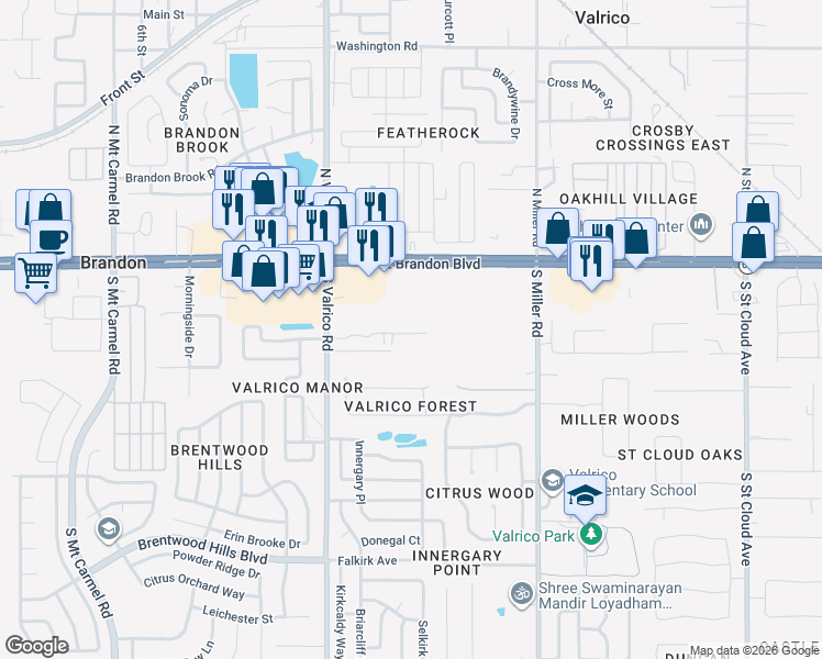 map of restaurants, bars, coffee shops, grocery stores, and more near 2125 Florida 60 in Valrico