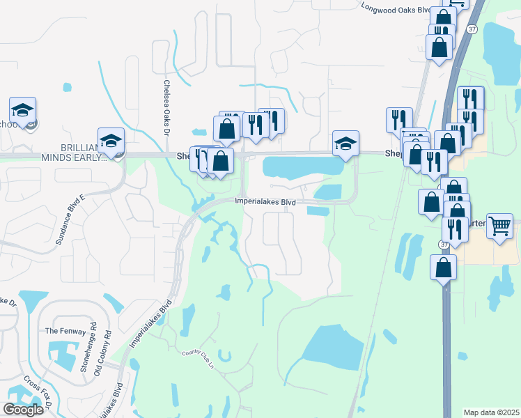 map of restaurants, bars, coffee shops, grocery stores, and more near 5927 Topher Trail in Mulberry