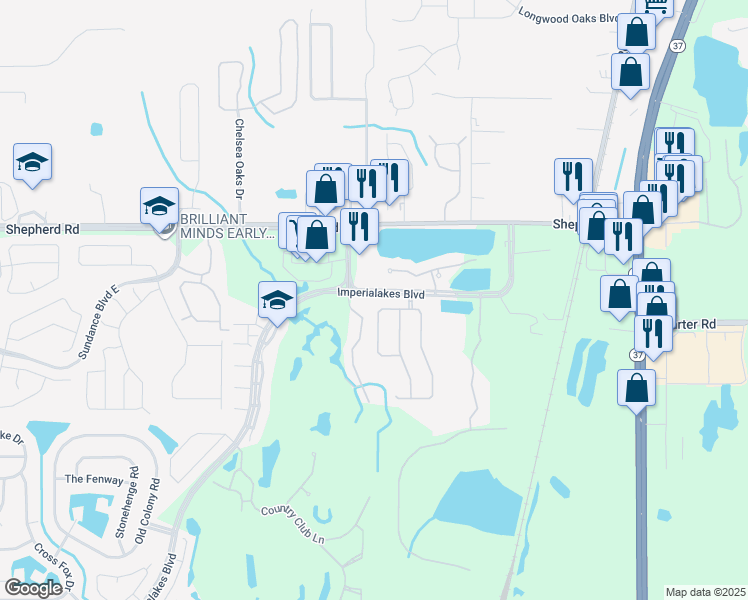 map of restaurants, bars, coffee shops, grocery stores, and more near 5917 Topher Trail in Mulberry