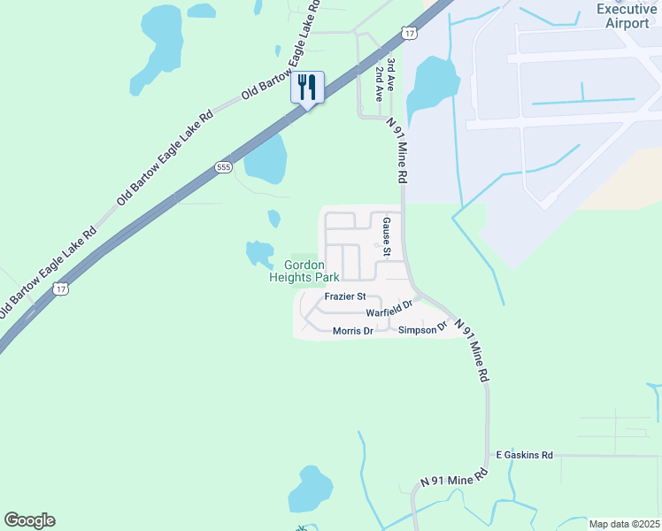 map of restaurants, bars, coffee shops, grocery stores, and more near 2894 Dudley Drive in Bartow