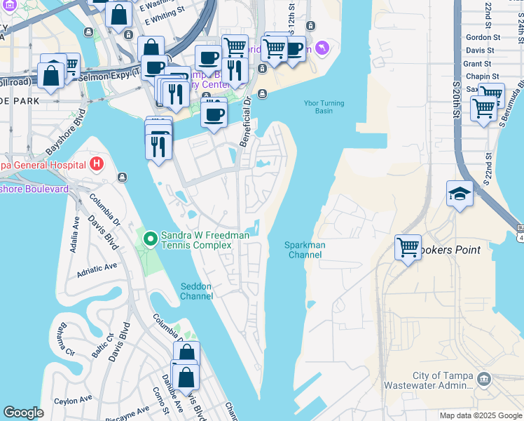 map of restaurants, bars, coffee shops, grocery stores, and more near 822 Island Walk Drive in Tampa