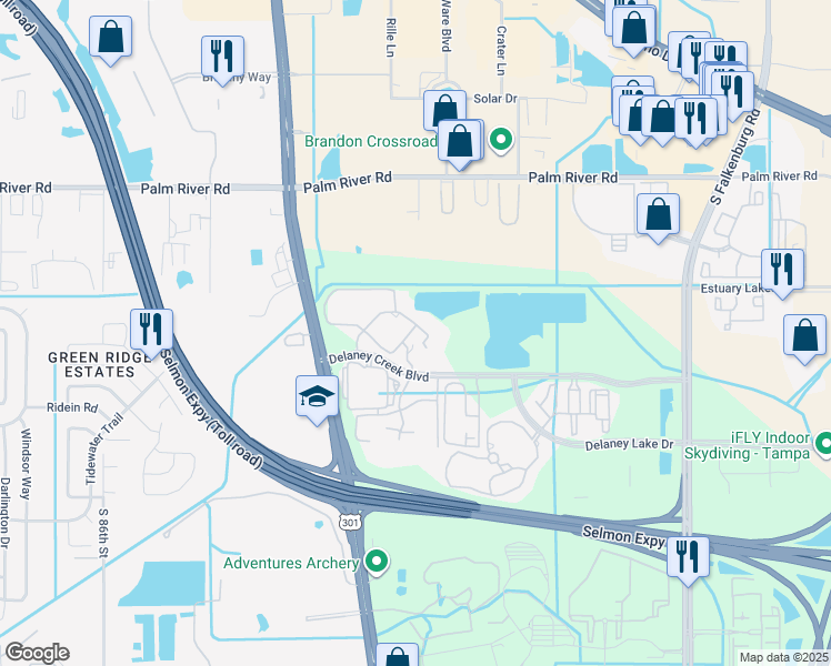 map of restaurants, bars, coffee shops, grocery stores, and more near 1207 High Hammock Drive in Tampa