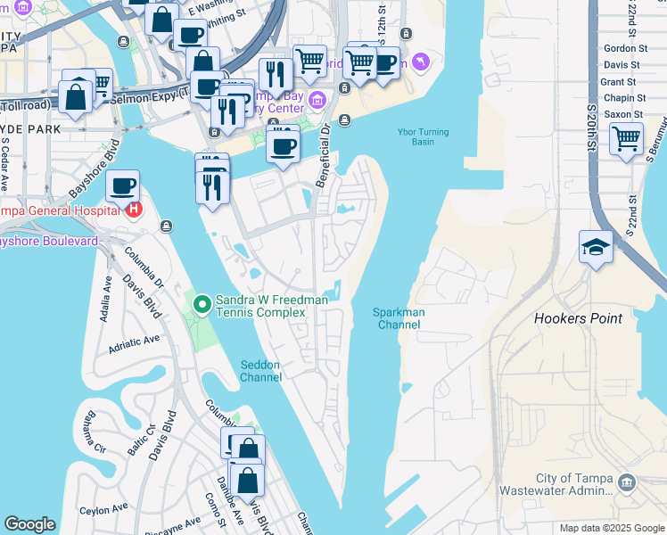 map of restaurants, bars, coffee shops, grocery stores, and more near 822 Island Walk Drive in Tampa