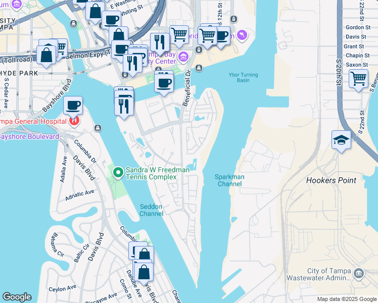 map of restaurants, bars, coffee shops, grocery stores, and more near 822 Island Walk Drive in Tampa