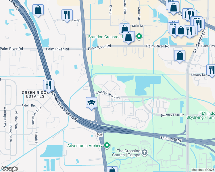 map of restaurants, bars, coffee shops, grocery stores, and more near 1306 High Hammock Drive in Tampa