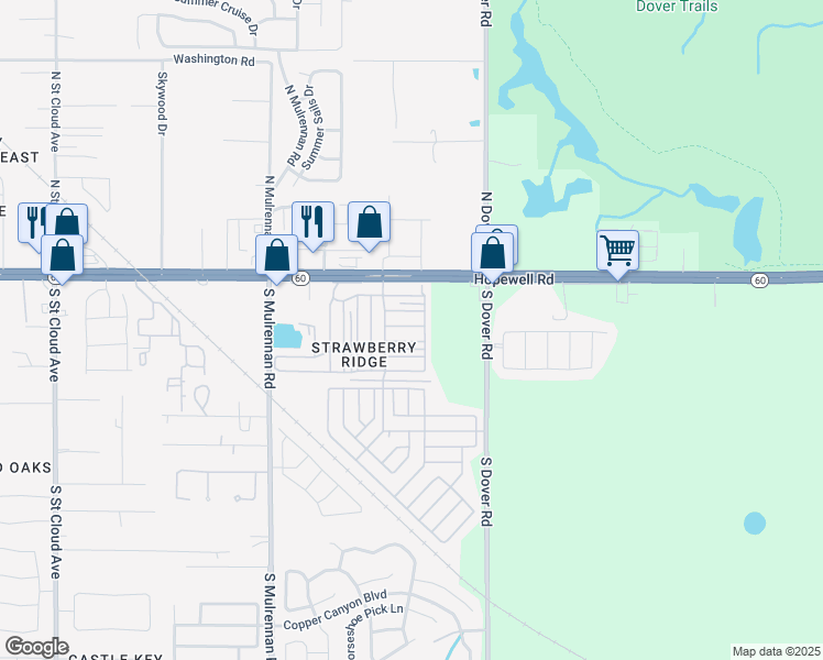 map of restaurants, bars, coffee shops, grocery stores, and more near 3515 Cranberry Knoll Road in Valrico