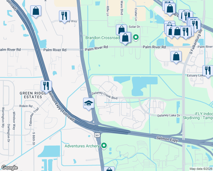 map of restaurants, bars, coffee shops, grocery stores, and more near 1306 High Hammock Drive in Tampa