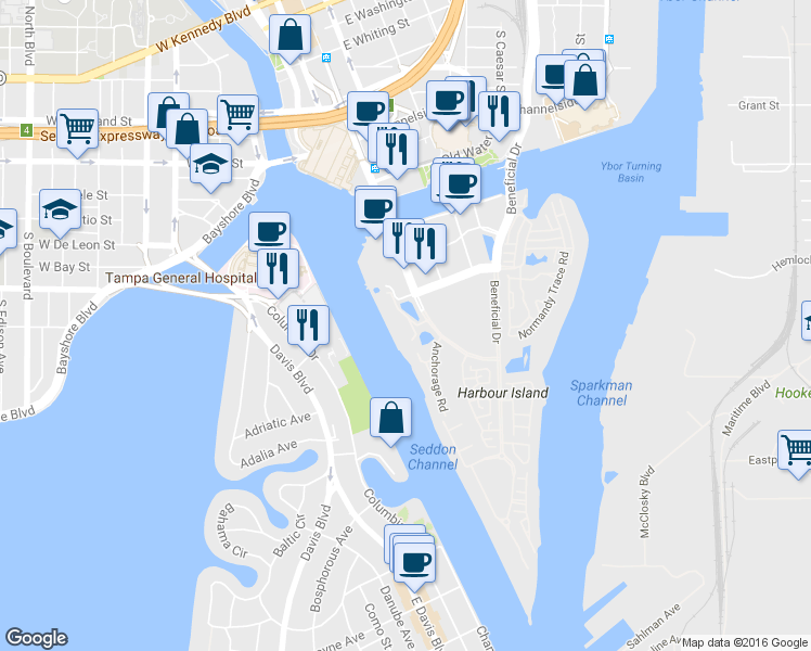 map of restaurants, bars, coffee shops, grocery stores, and more near 839 Seddon Cove Way in Tampa