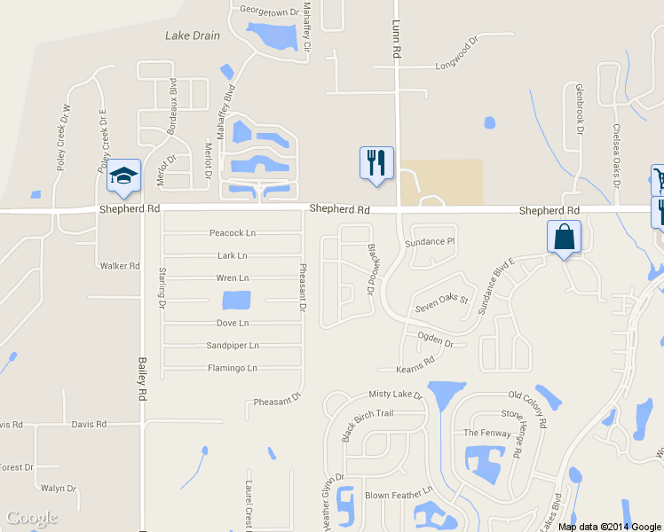map of restaurants, bars, coffee shops, grocery stores, and more near 2621 Whitewood Rd in Mulberry