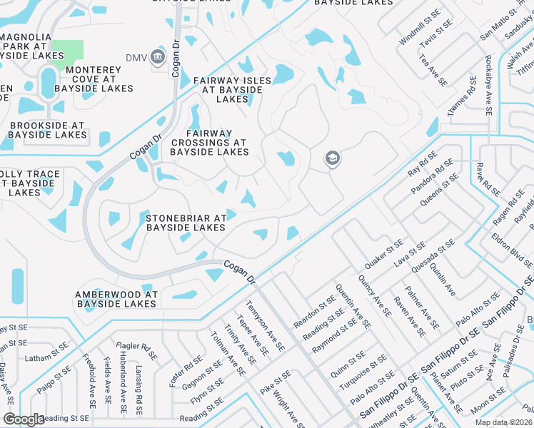 map of restaurants, bars, coffee shops, grocery stores, and more near 679 Southeast Gleneagles Drive in Palm Bay