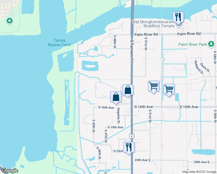 map of restaurants, bars, coffee shops, grocery stores, and more near 4809 Bristol Bay Way in Tampa
