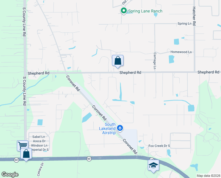 map of restaurants, bars, coffee shops, grocery stores, and more near 5753 Southwind Drive in Mulberry