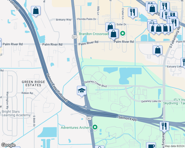 map of restaurants, bars, coffee shops, grocery stores, and more near 1307 High Hammock Drive in Tampa