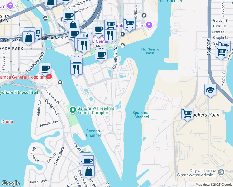 map of restaurants, bars, coffee shops, grocery stores, and more near 822 Island Walk Drive in Tampa