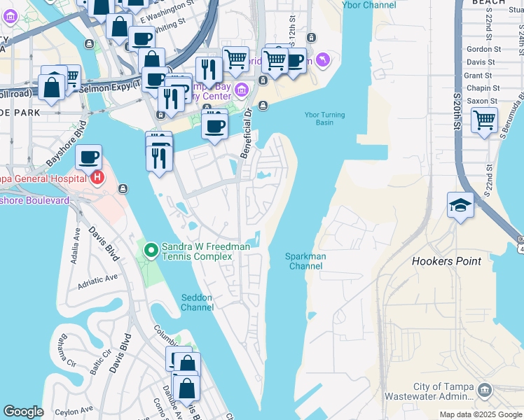 map of restaurants, bars, coffee shops, grocery stores, and more near 822 Island Walk Drive in Tampa