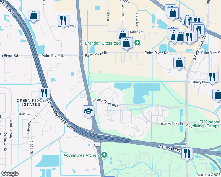 map of restaurants, bars, coffee shops, grocery stores, and more near 1207 High Hammock Drive in Tampa