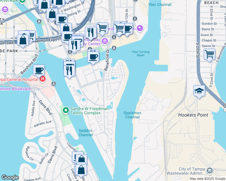 map of restaurants, bars, coffee shops, grocery stores, and more near 822 Island Walk Drive in Tampa
