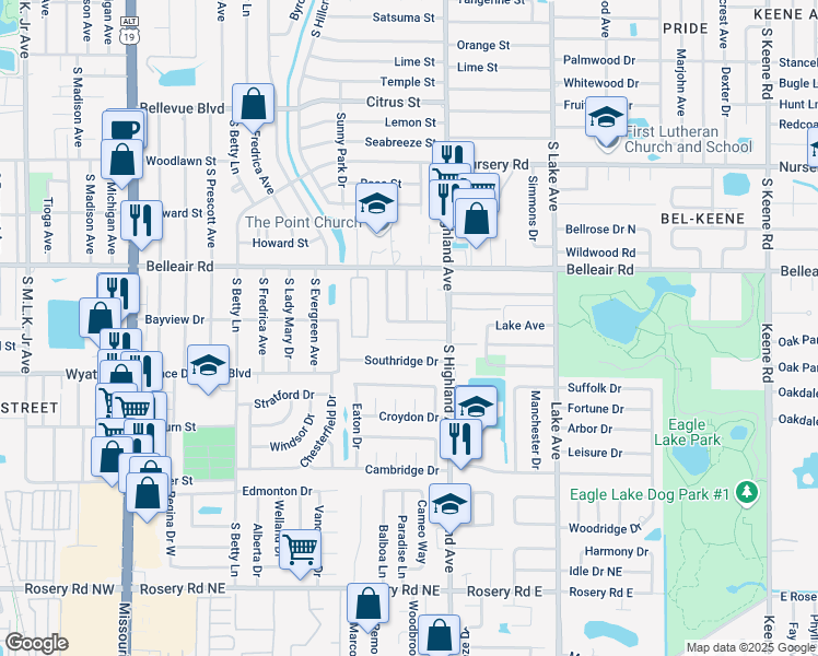 map of restaurants, bars, coffee shops, grocery stores, and more near 1626 Braund Avenue in Clearwater