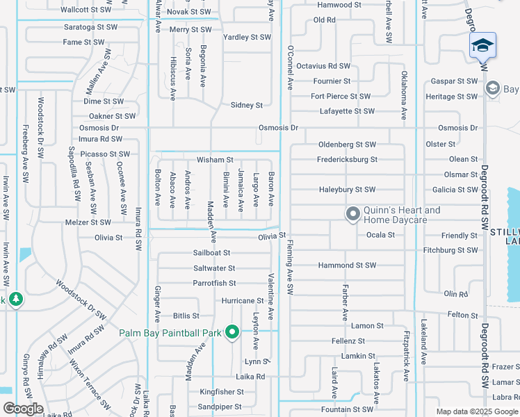 map of restaurants, bars, coffee shops, grocery stores, and more near 2425 Largo Avenue in Palm Bay