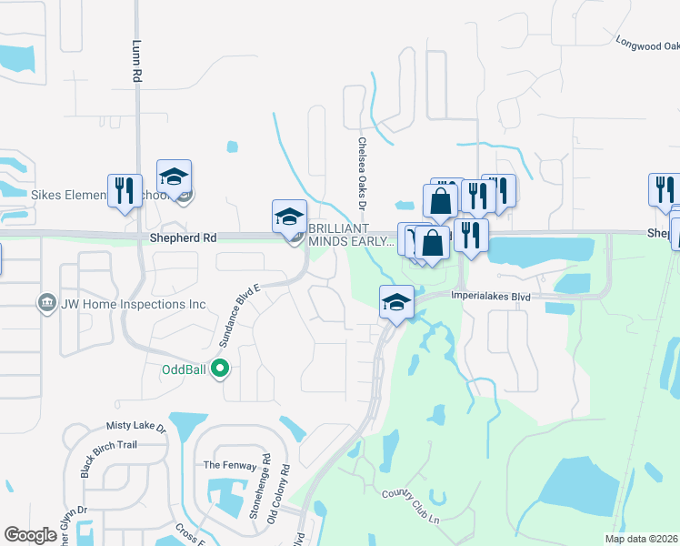 map of restaurants, bars, coffee shops, grocery stores, and more near 300 Heartland Boulevard in Mulberry