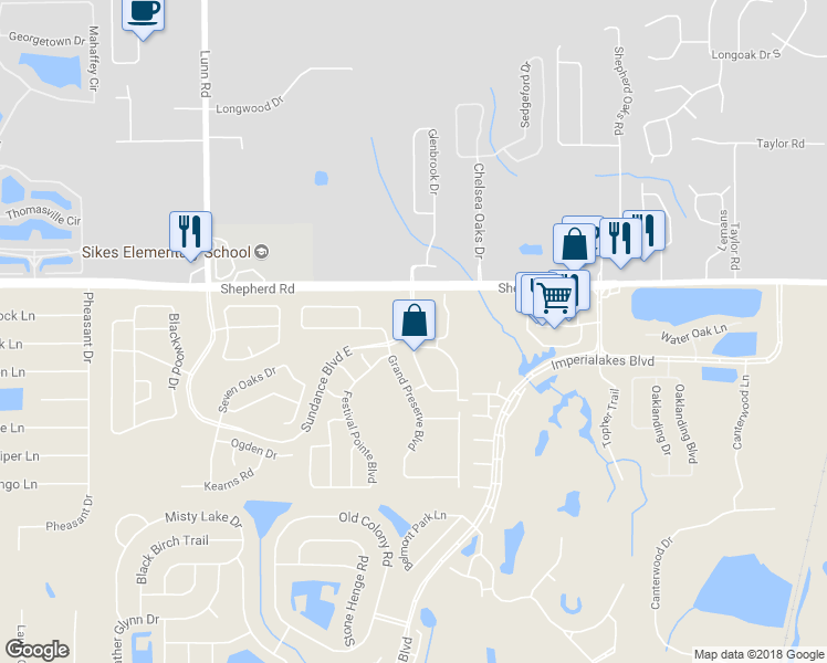 map of restaurants, bars, coffee shops, grocery stores, and more near 301 Heartland Boulevard in Mulberry