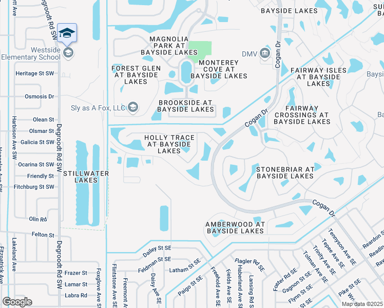 map of restaurants, bars, coffee shops, grocery stores, and more near 325 Abernathy Circle in Palm Bay