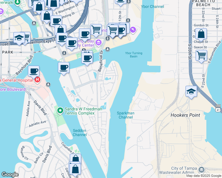 map of restaurants, bars, coffee shops, grocery stores, and more near 811 Island Walk Drive in Tampa