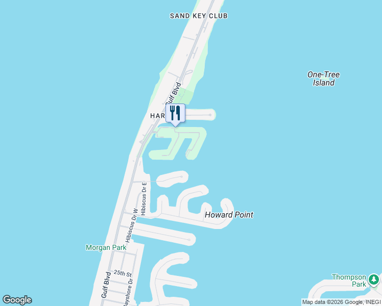 map of restaurants, bars, coffee shops, grocery stores, and more near 222 Sand Key Estates Drive in Clearwater