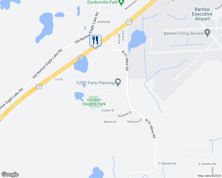 map of restaurants, bars, coffee shops, grocery stores, and more near 2911 Wheeler Street in Bartow